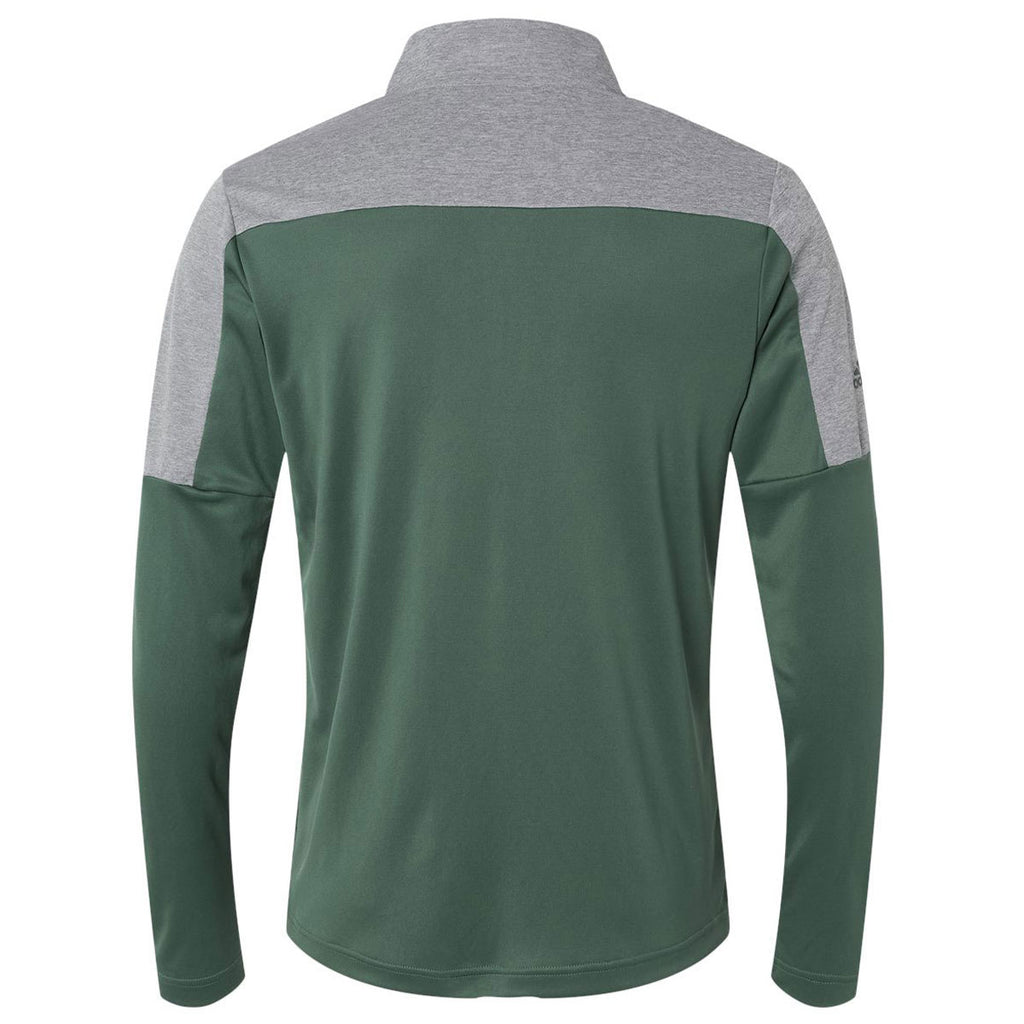 adidas Men's Green Oxide/Grey Three Melange Lightweight Quarter Zip Pullover