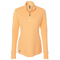 adidas Women's Acid Orange Melange 3-Stripes Quarter Zip Pullover