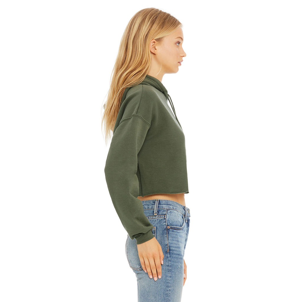 Bella + Canvas Women's Military Green Cropped Fleece Hoodie