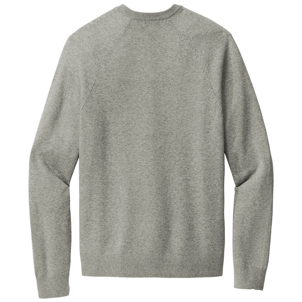 Brooks Brothers Men's Light Shadow Grey Heather Cotton Stretch V-Neck Sweater