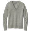 Brooks Brothers Women's Light Shadow Grey Heather Cotton Stretch V-Neck Sweater