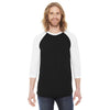 American Apparel Unisex Black/White Poly-Cotton Baseball Raglan Tee