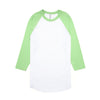 American Apparel Unisex White/Neon Green Poly-Cotton Baseball Raglan Tee