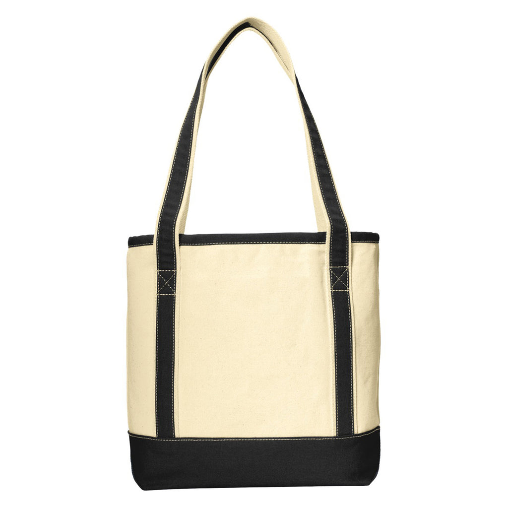 Port Authority Natural/Black Medium Cotton Canvas Tote