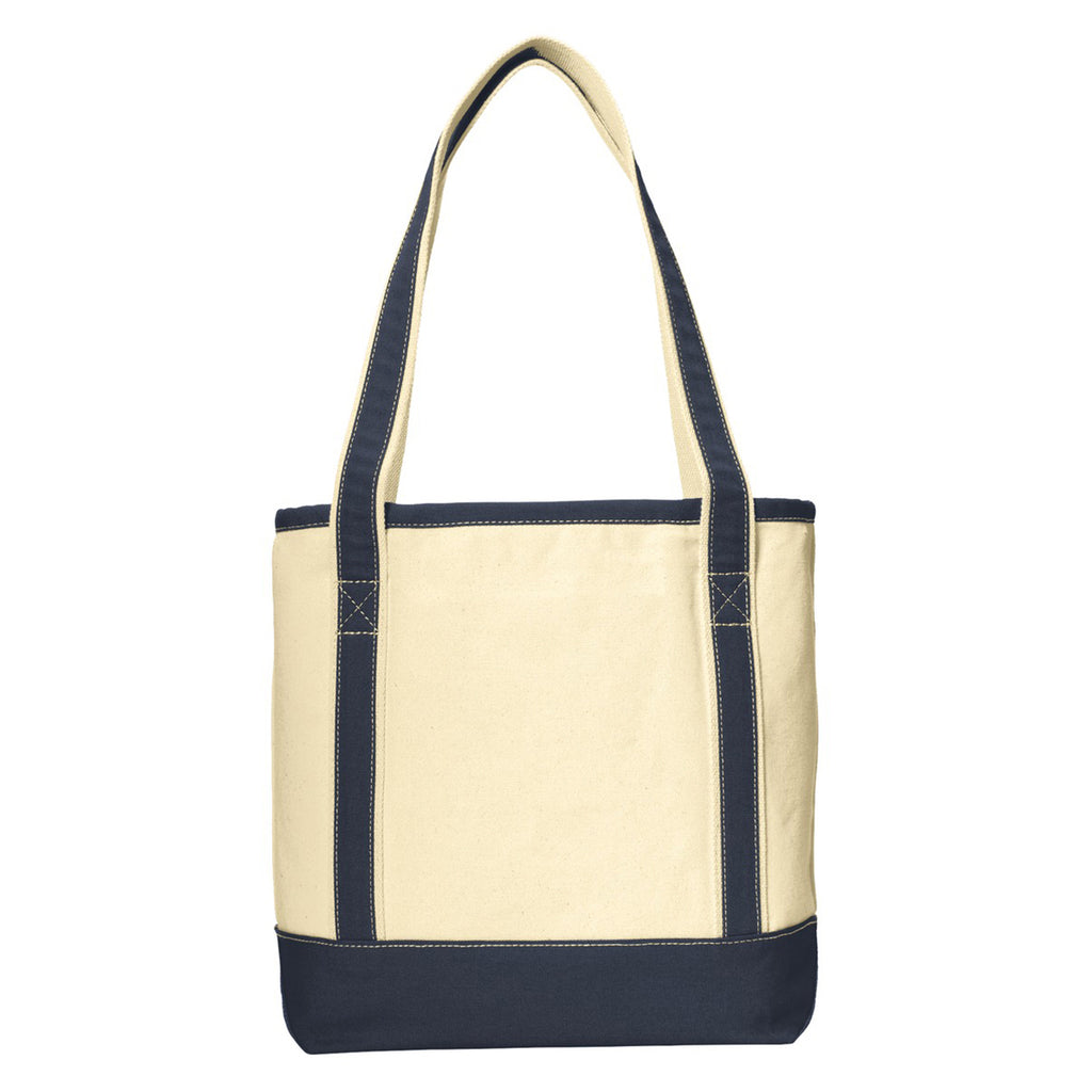 Port Authority Natural/Navy Medium Cotton Canvas Tote