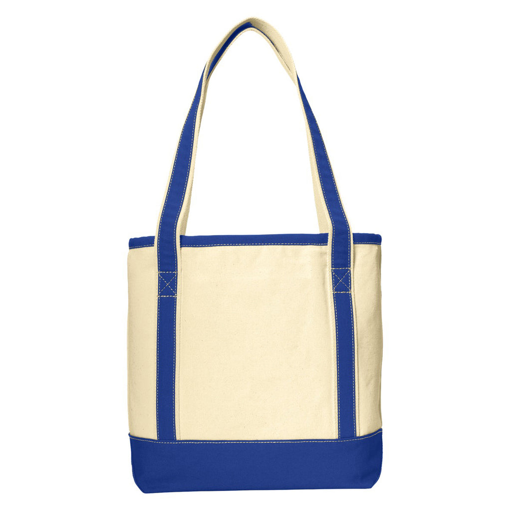 Port Authority Natural/True Royal Medium Cotton Canvas Tote