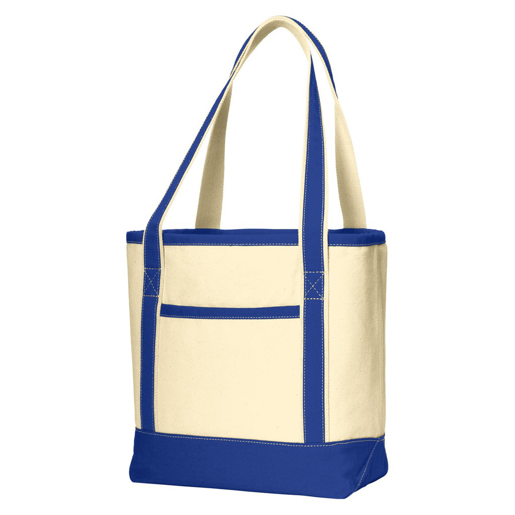 Port Authority Natural/True Royal Medium Cotton Canvas Tote