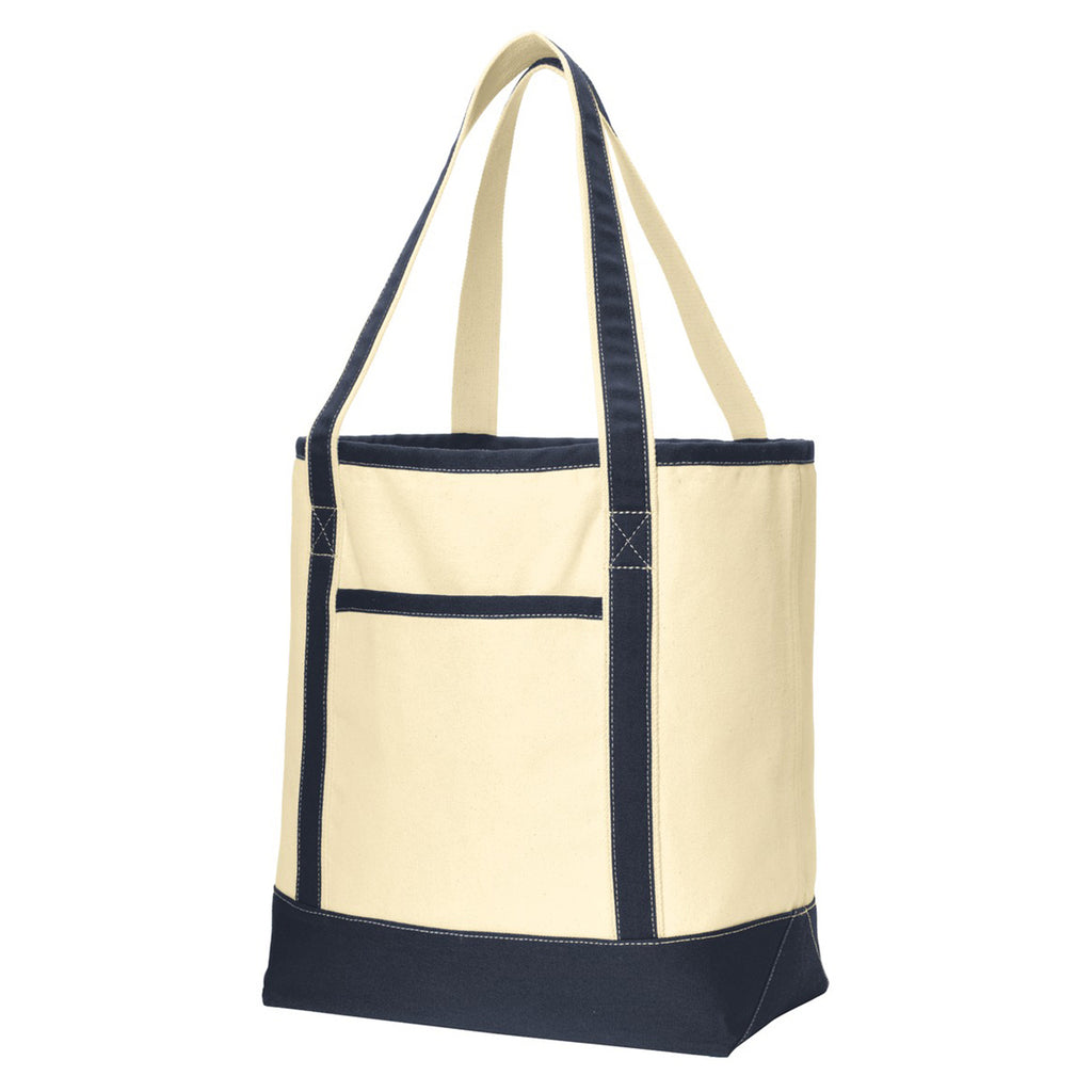 Port Authority Natural/Navy Large Cotton Canvas Tote