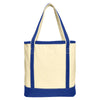 Port Authority Natural/True Royal Large Cotton Canvas Tote