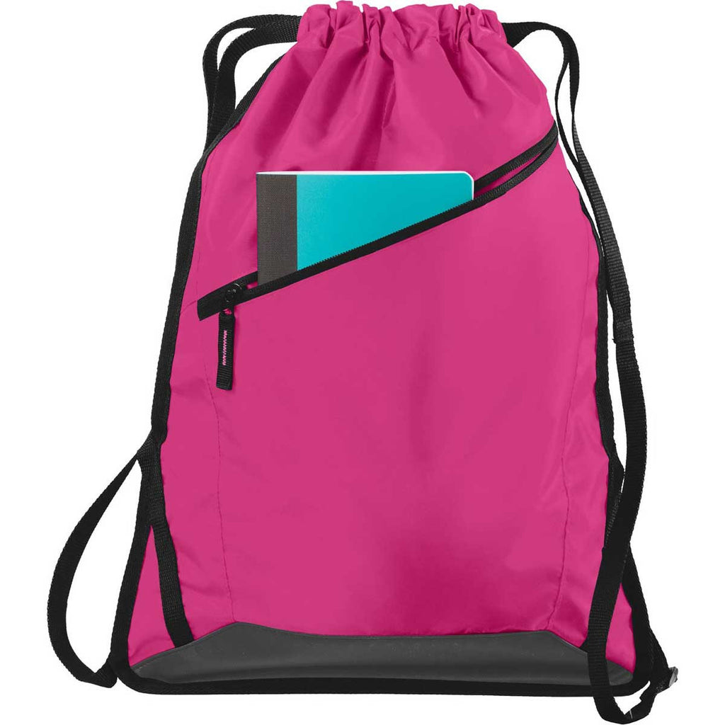 Port Authority Pink Azalea/Black Zip-It Cinch Pack