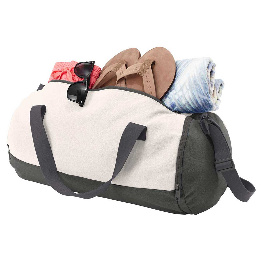 Port Authority Graphite Grey/Soft White Cotton Barrel Duffel