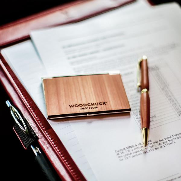 Woodchuck USA Cedar Wood Business Card Holder