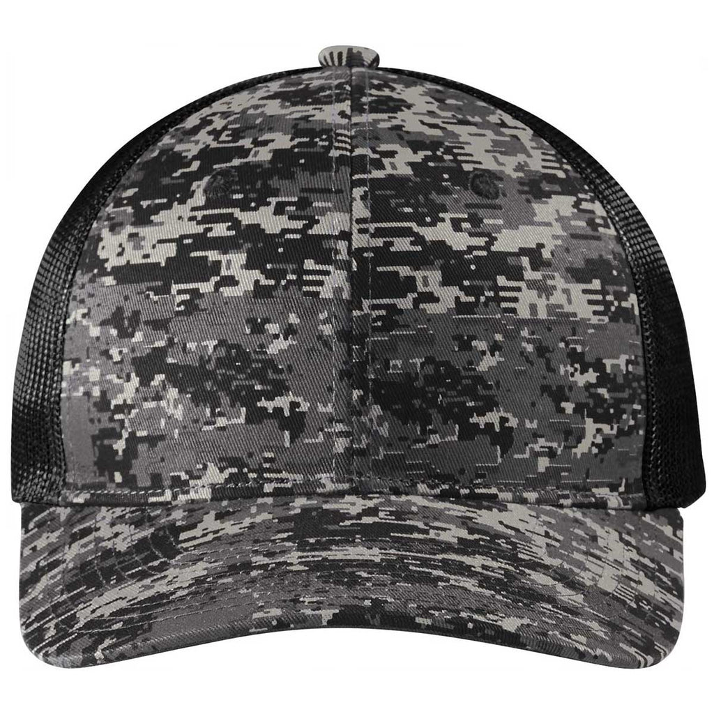 Port Authority Black Digi/Black Snapback Digi Camo Trucker Cap