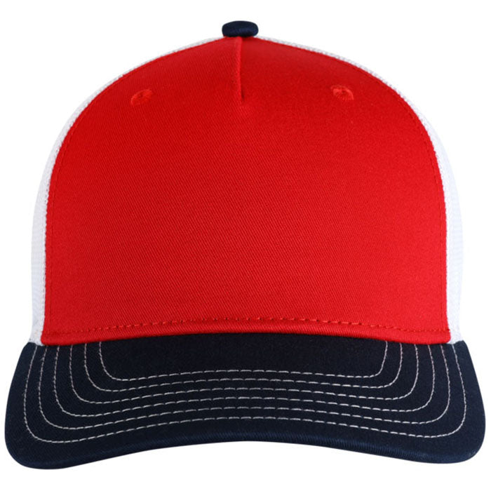 Ahead Red Crown/Navy Bill/White Mesh Wave Rider Cap