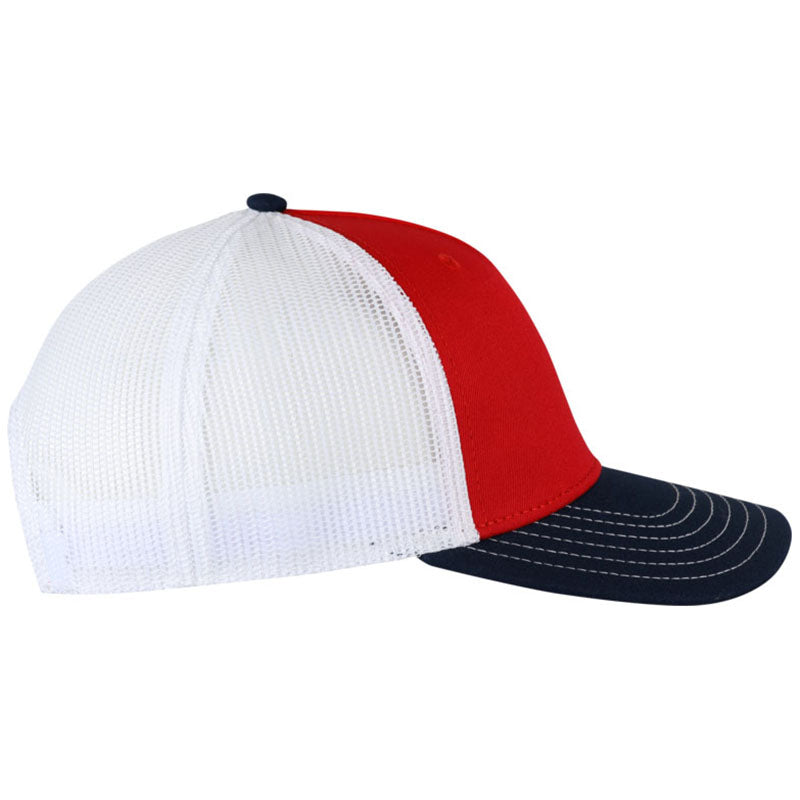 Ahead Red Crown/Navy Bill/White Mesh Wave Rider Cap