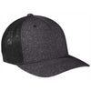 Port Authority Black/Dark Charcoal Heather Flexfit Melange Trucker Mesh Back Cap