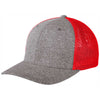 Port Authority True Red/Grey Heather Flexfit Melange Trucker Mesh Back Cap