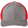 Port Authority True Red/Grey Heather Flexfit Melange Trucker Mesh Back Cap