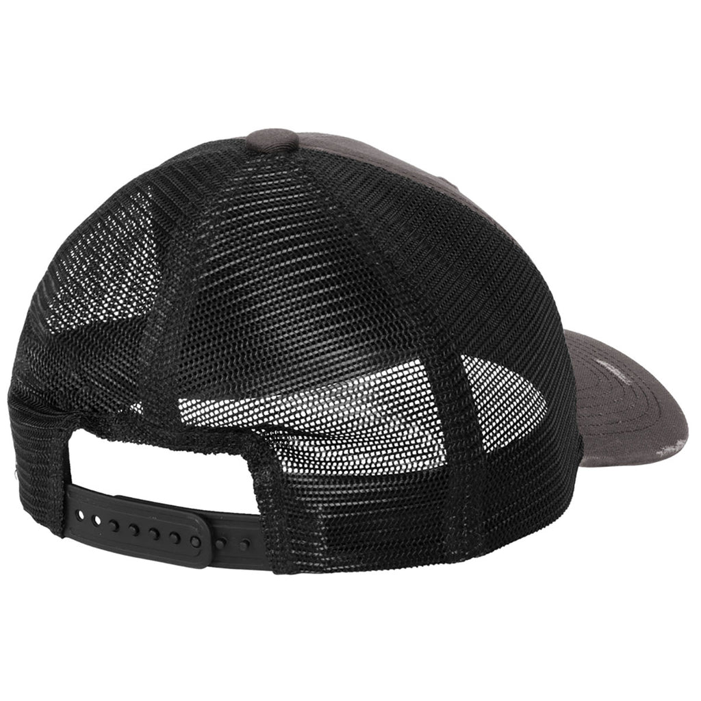 Port Authority Grey Steel/ Black Distressed Mesh Back Cap