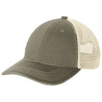 Port Authority Light Olive/ Stone Distressed Mesh Back Cap