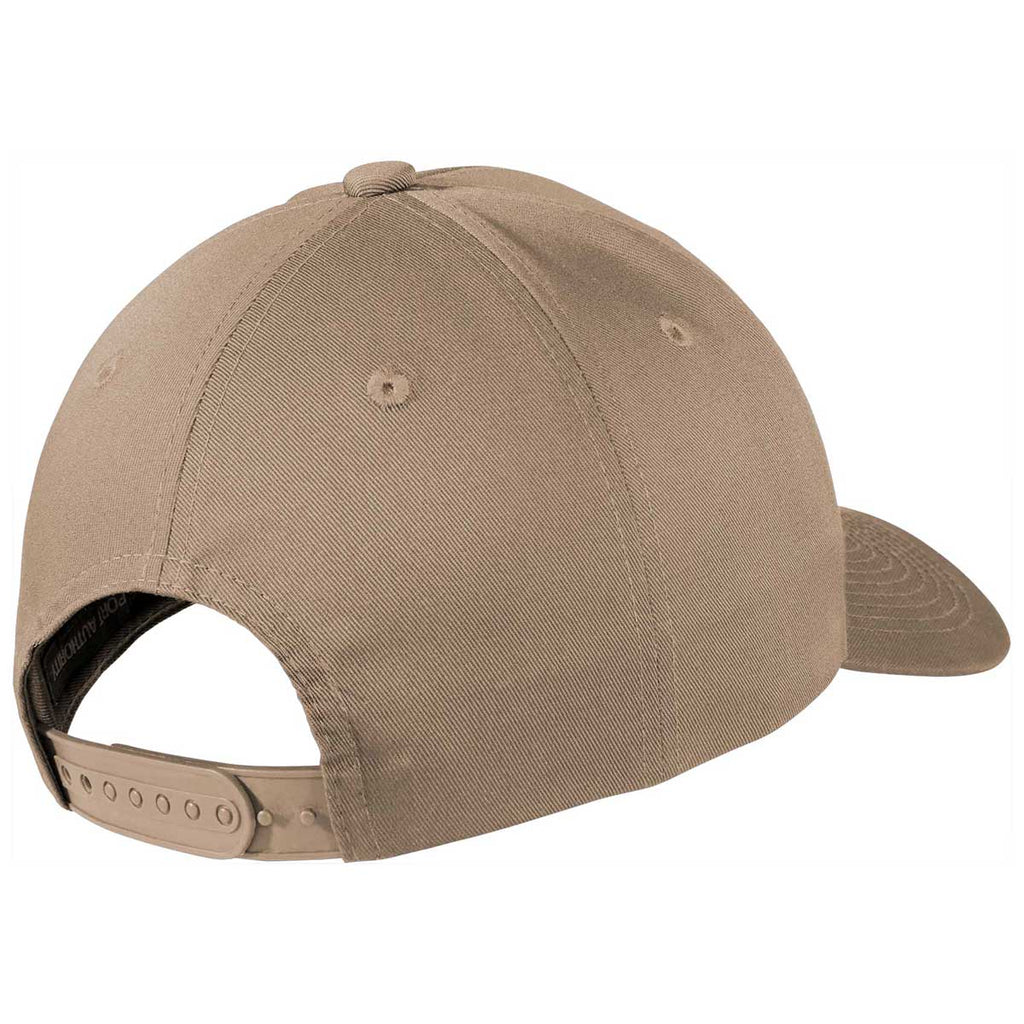 Port Authority Khaki Snapback Fine Twill Cap