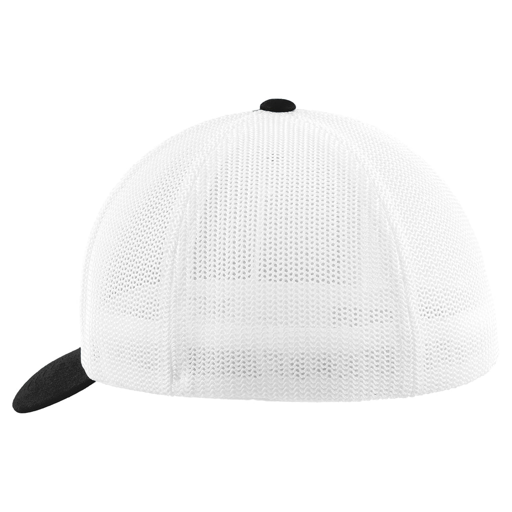 Port Authority Black/White Mesh Back Cap