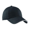 Port Authority Charcoal Blue/White Sandwich Bill Cap with Striped Closure