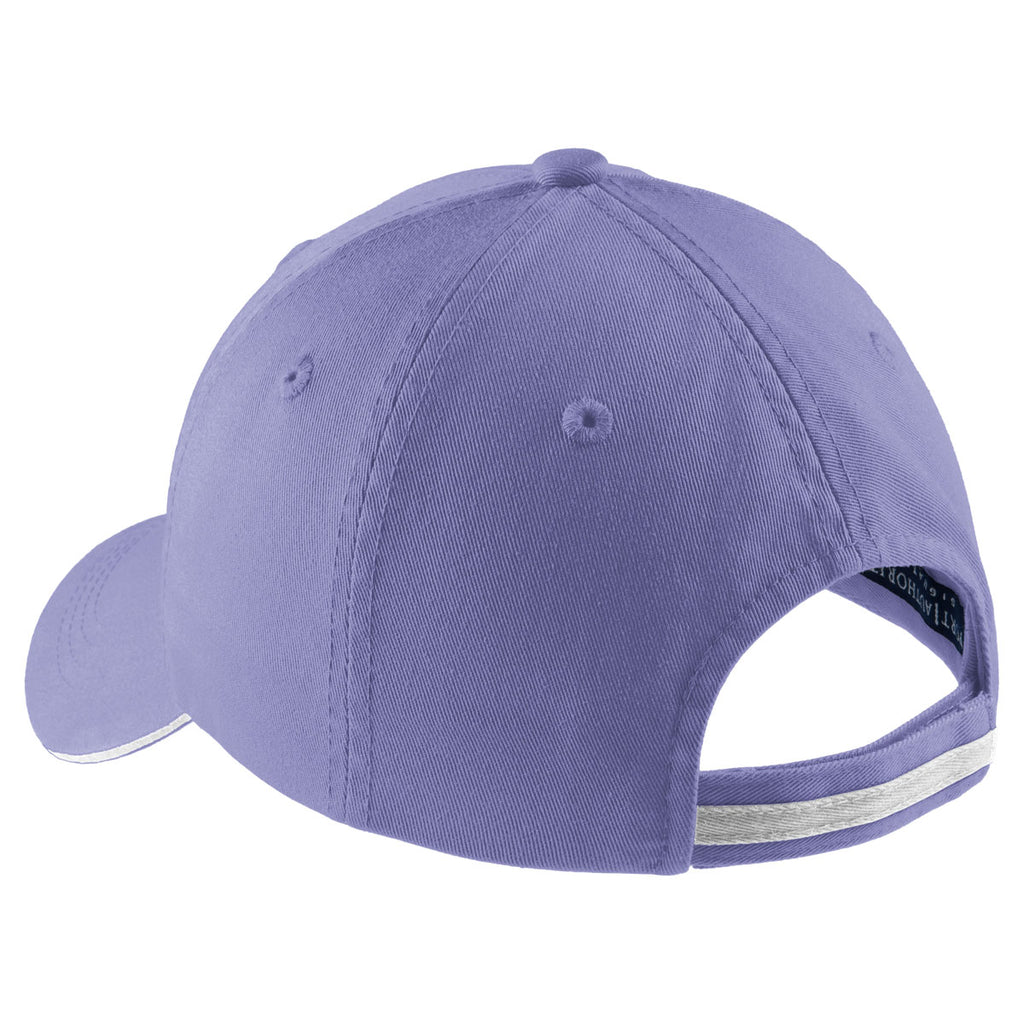 Port Authority Blue Iris/Stone Sandwich Bill Cap with Striped Closure