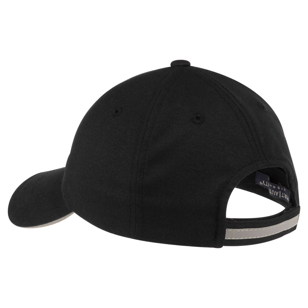 Port Authority Black Reflective Sandwich Bill Cap