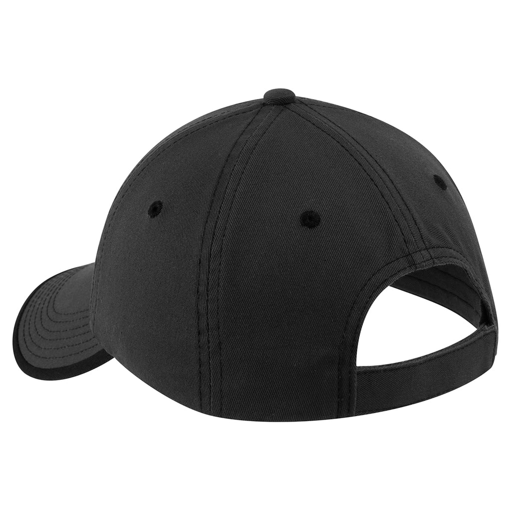 Port Authority Charcoal/Black Vintage Washed Contrast Stitch Cap