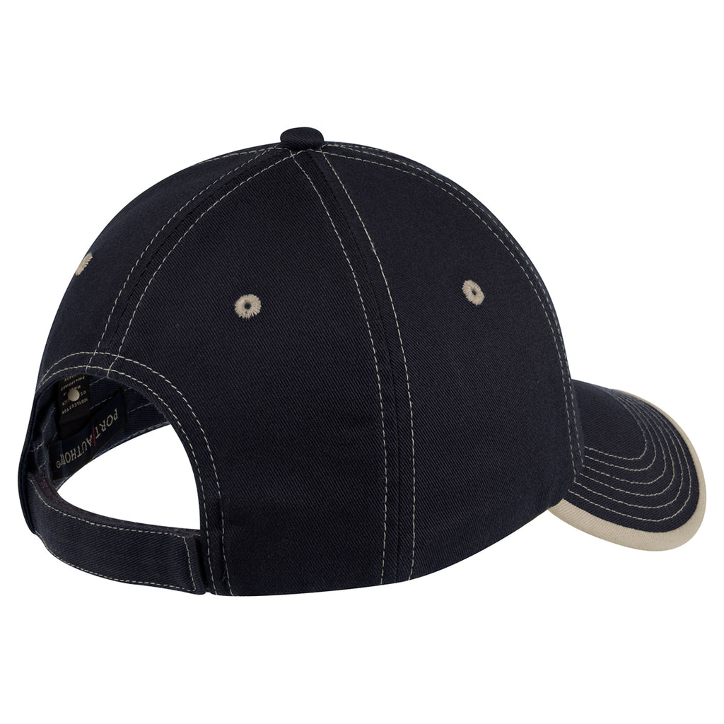 Port Authority Navy/Light Sand Vintage Washed Contrast Stitch Cap