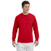 Champion Men's 5.2 oz Red L/S Tagless T-Shirt