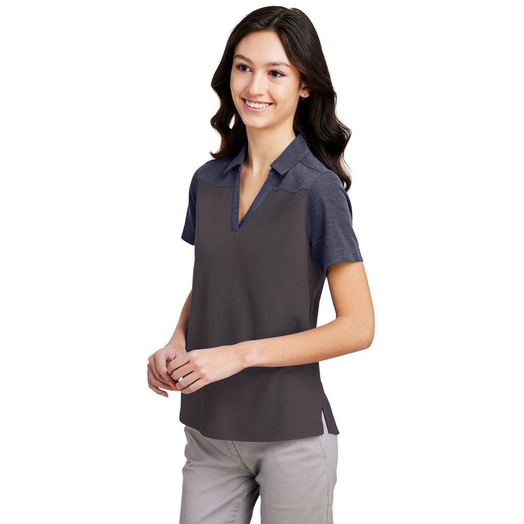 Core 365 Women's Carbon/Classic Navy Heather Fusion ChromaSoft Colorblock Polo