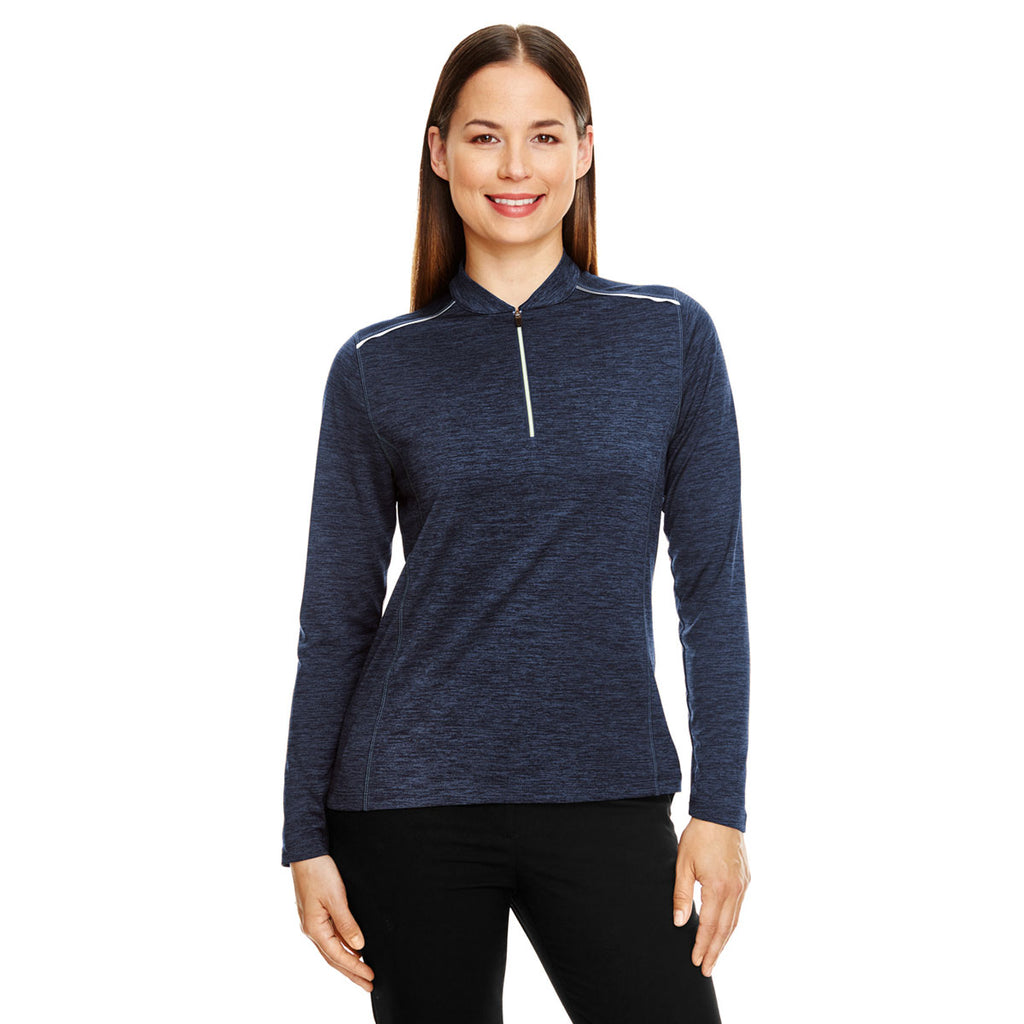 Core 365 Women's Classic Navy Heather/Carbon Kinetic Performance Quarter Zip