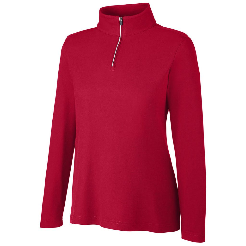 Core 365 Women's Classic Red Fusion ChromaSoft Pique Quarter-Zip