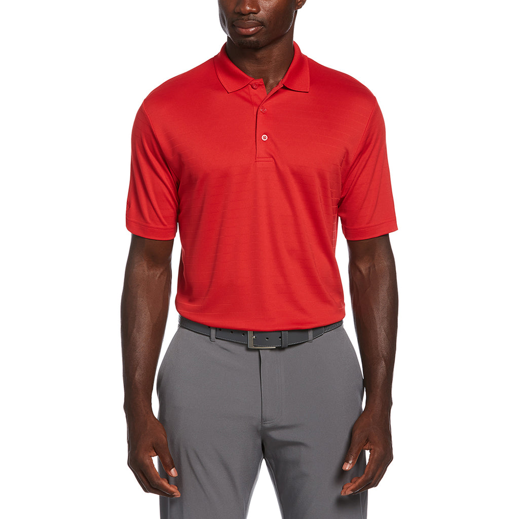 Callaway Men's Salsa Red Eco Horizontal Textured Polo