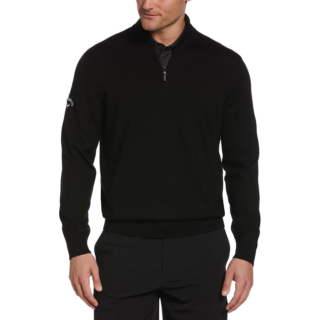 Callaway Men's Black Ink Long Sleeve 1/4 Zip Merino Sweater