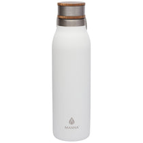 Manna White Ascend 18 oz. Stainless Steel Water Bottle with Acacia Lid