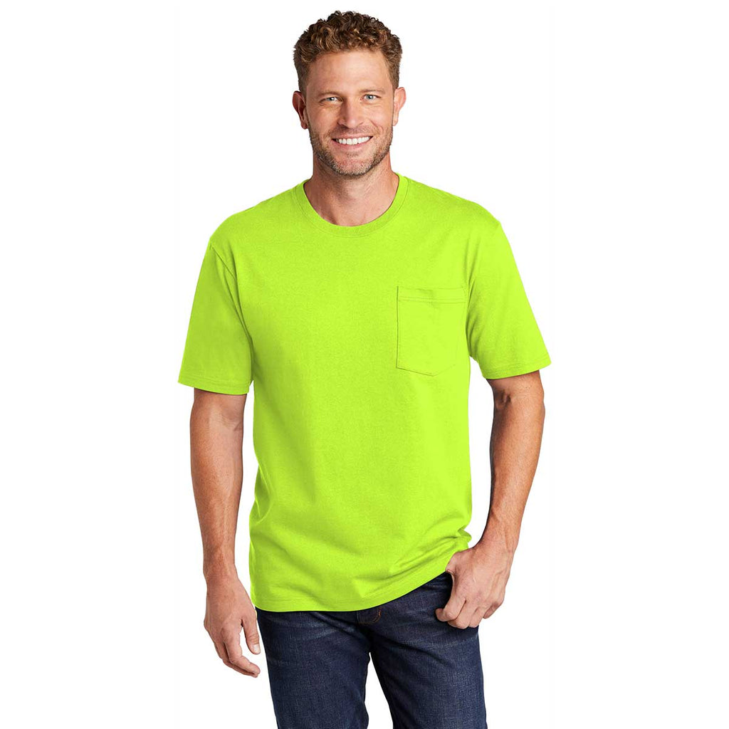 CornerStone Men's Safety Green Workwear Short Sleeve Pocket Tee