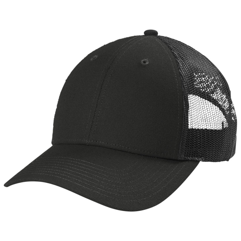 CornerStone Black Canvas Mesh Back Cap