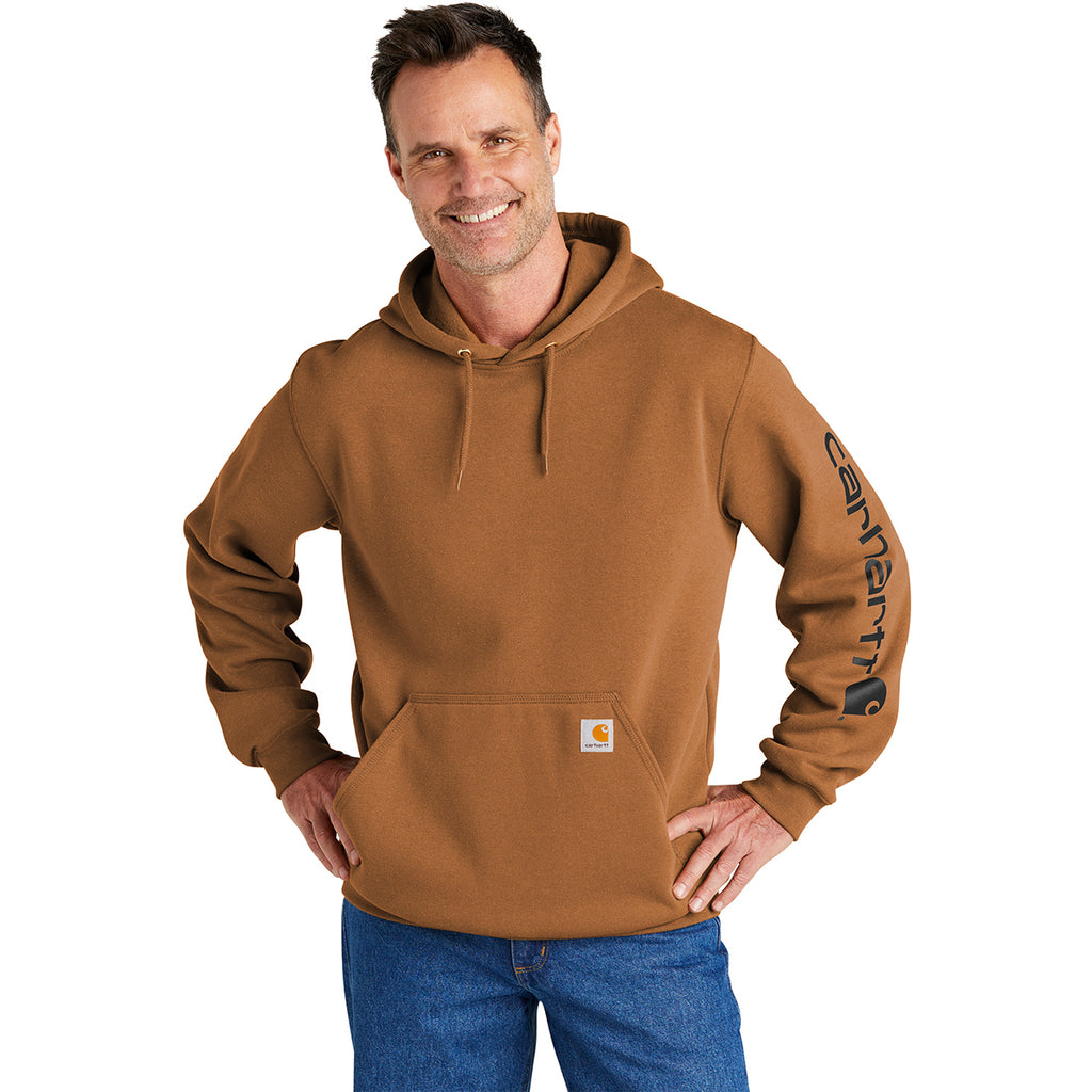 Carhartt Men's Carhartt Brown Midweight Hooded Logo Sweatshirt