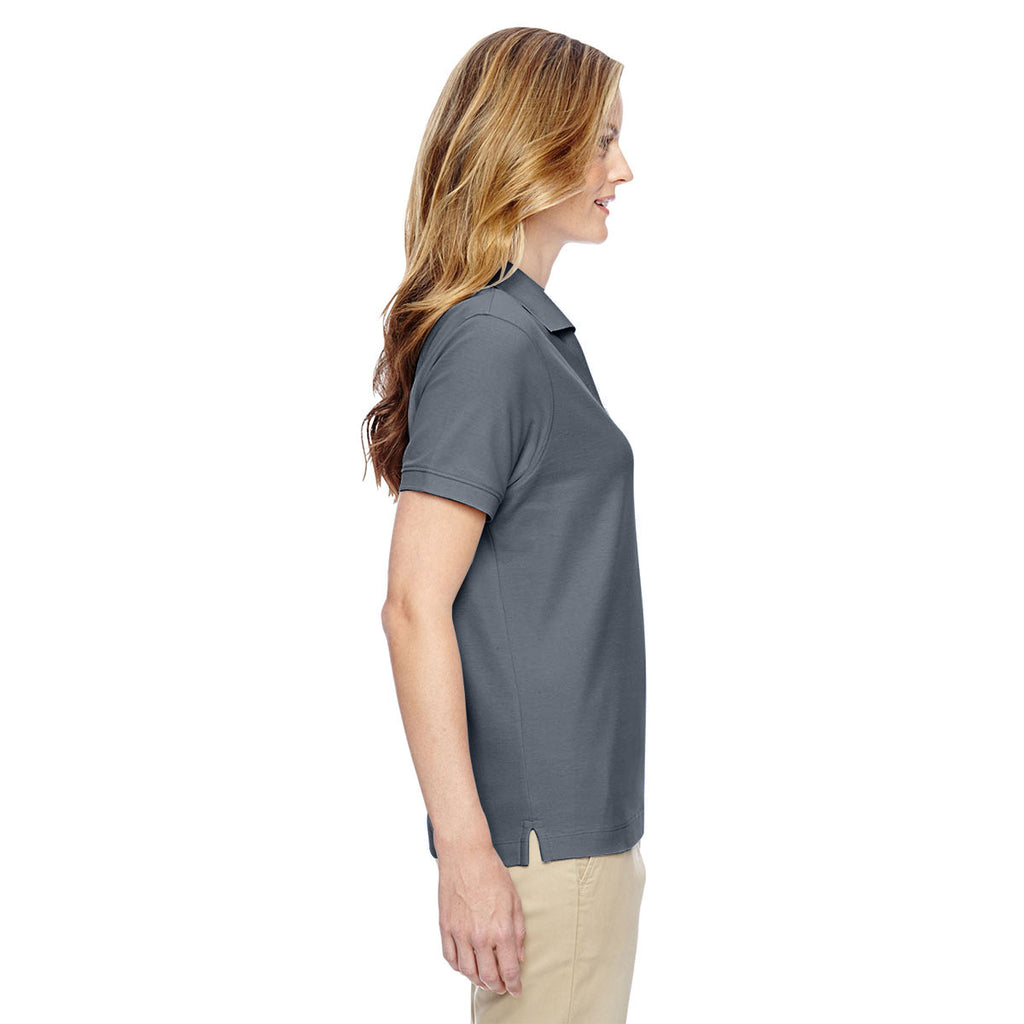 Devon & Jones Women's Graphite Pima Pique Short-Sleeve Y-Collar Polo