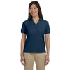 Devon & Jones Women's Navy Pima Pique Short-Sleeve Y-Collar Polo