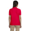 Devon & Jones Women's Red Pima Pique Short-Sleeve Y-Collar Polo