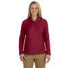 Devon & Jones Women's Burgundy Pima Pique Long-Sleeve Polo