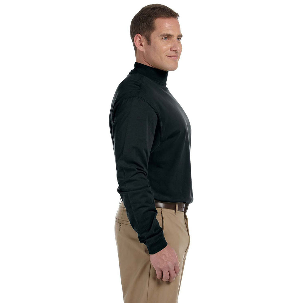 Devon & Jones Men's Black Sueded Cotton Jersey Mock Turtleneck