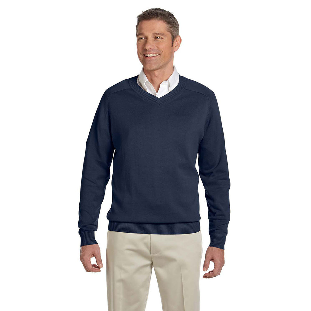 Devon & Jones Men's Navy V-Neck Sweater