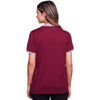 Devon & Jones Women's Burgundy/White CrownLux Performance Plaited Tipped V-Neck Polo