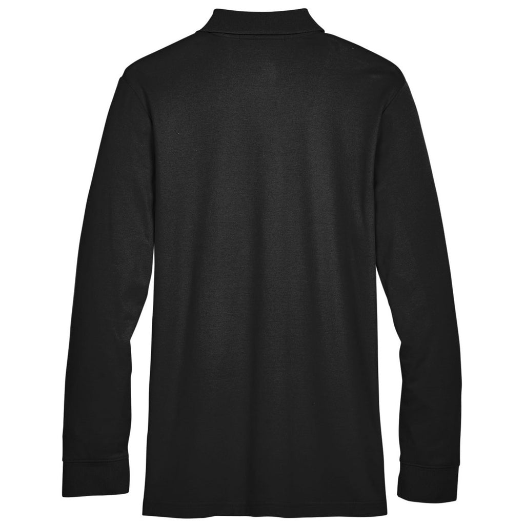 Devon & Jones Men's Black CrownLux Performance Tall Plaited Long Sleeve Polo