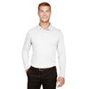 Devon & Jones Men's White CrownLux Performance Tall Plaited Long Sleeve Polo